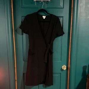 J. Crew Black Mini Wrap Dress